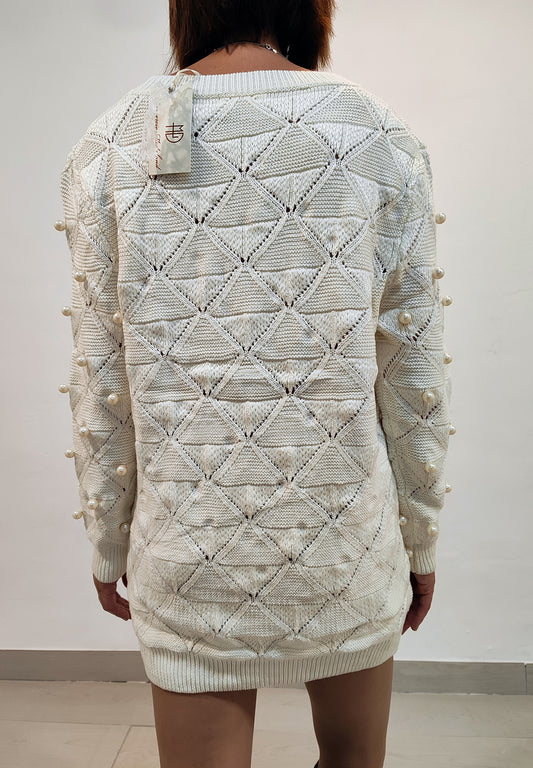 Vestido blanco perla de punto