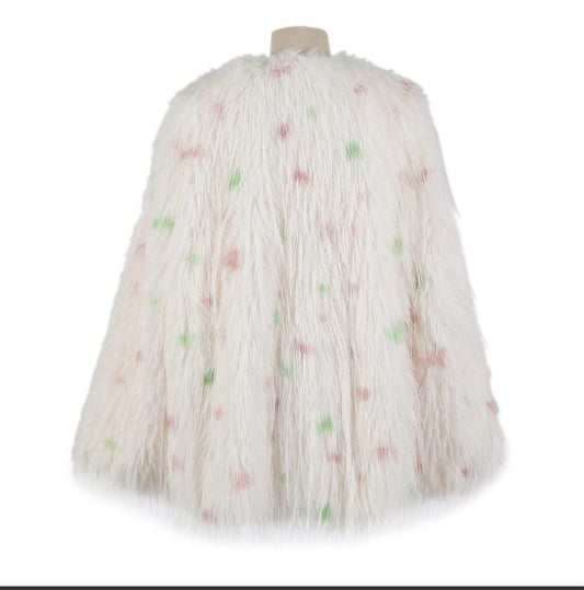 Abrigo shaggy lunares rosas