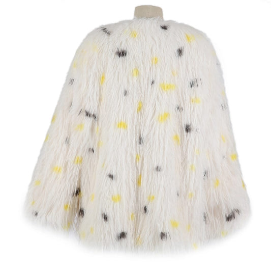 Abrigo shaggy lunares amarillos