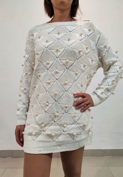 Vestido blanco perla de punto