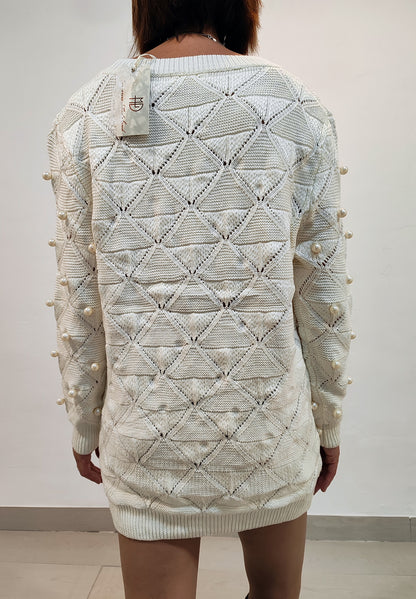 Vestido blanco perla de punto