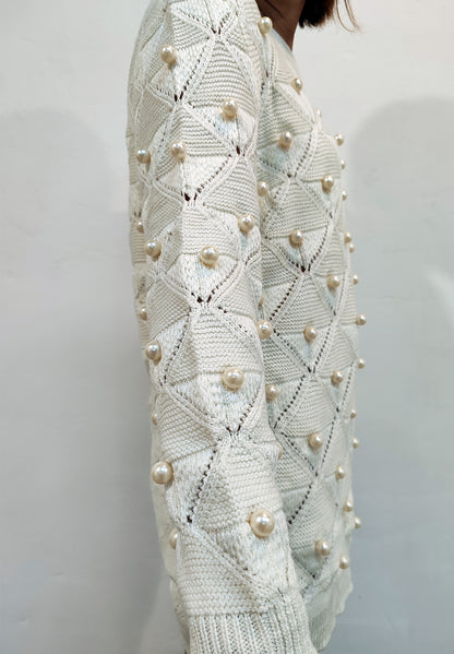 Vestido blanco perla de punto