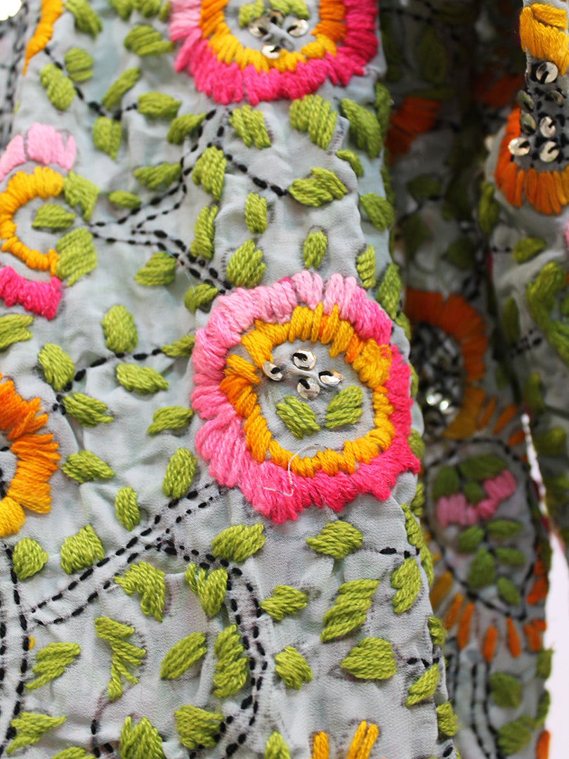 Kimono Floral con Flecos