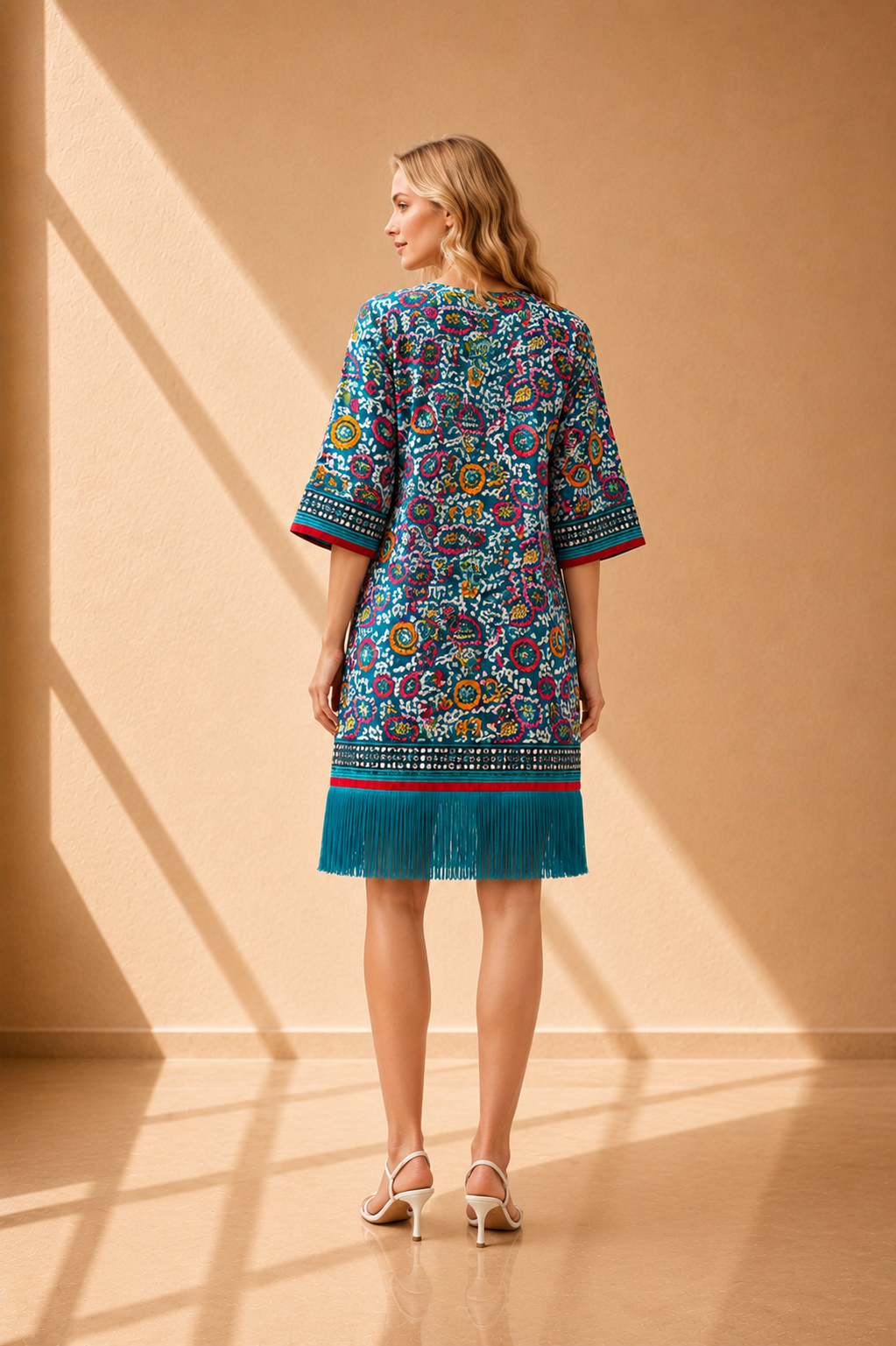 Kimono Floral con Flecos