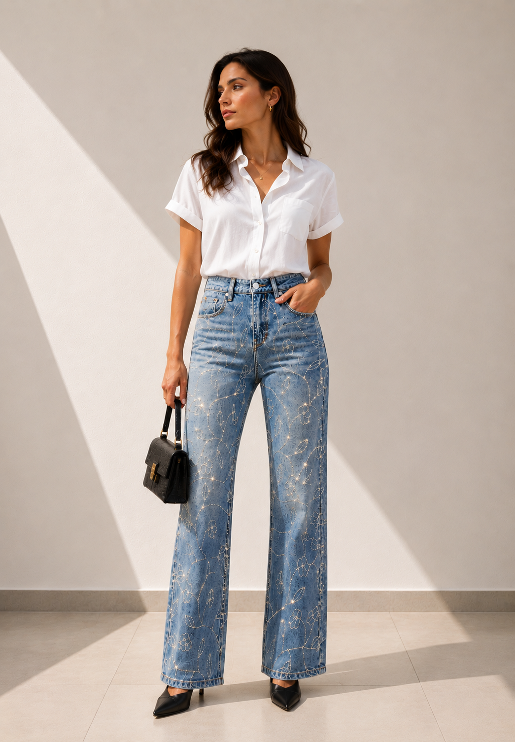 Jeans con strass para un estilo deslumbrante y moderno