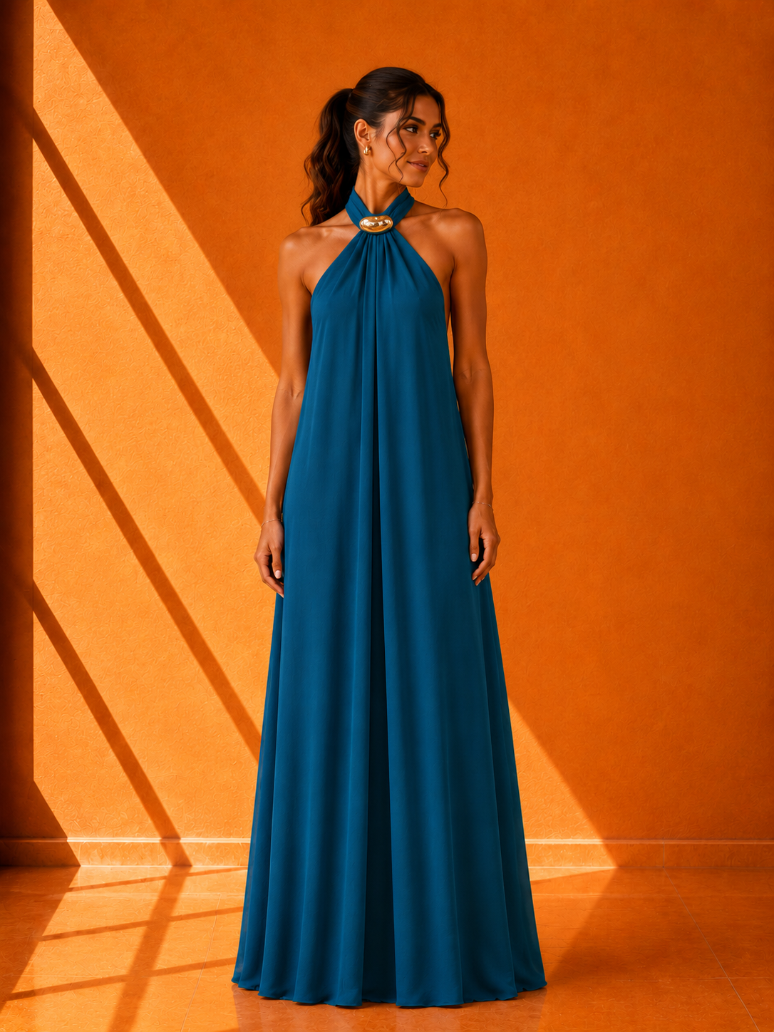 Vestido Largo Halter Luxury