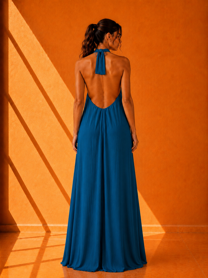 Vestido Largo Halter Luxury