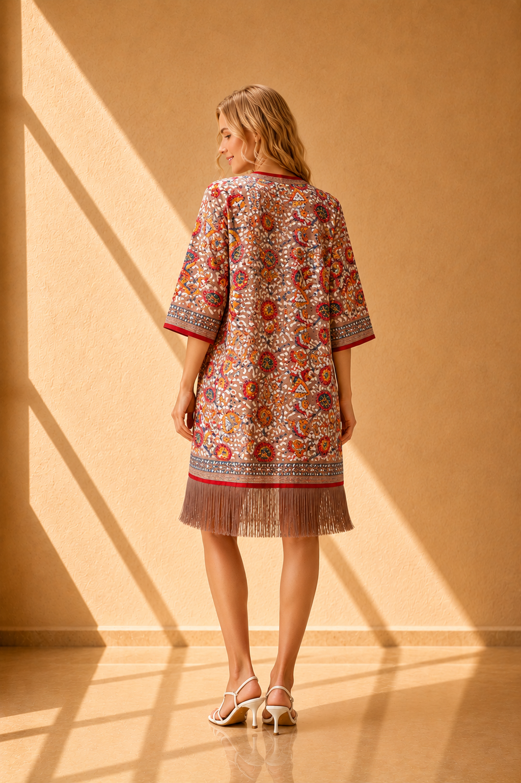 Kimono Floral con Flecos