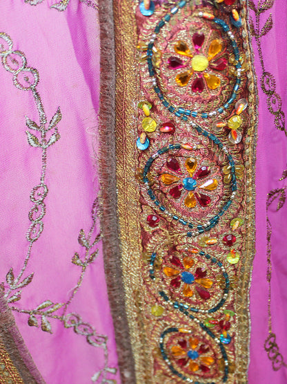 Sari largo bordado color fucsia
