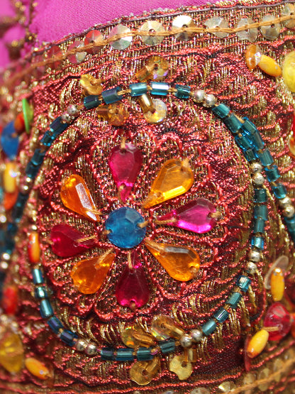 Sari largo bordado color fucsia